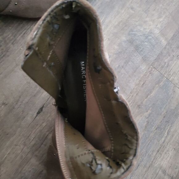 Marc Fisher Booties Women's Size 7 Taupe Brown Suede Studded Ankle Boots Western - Picture 11 of 14